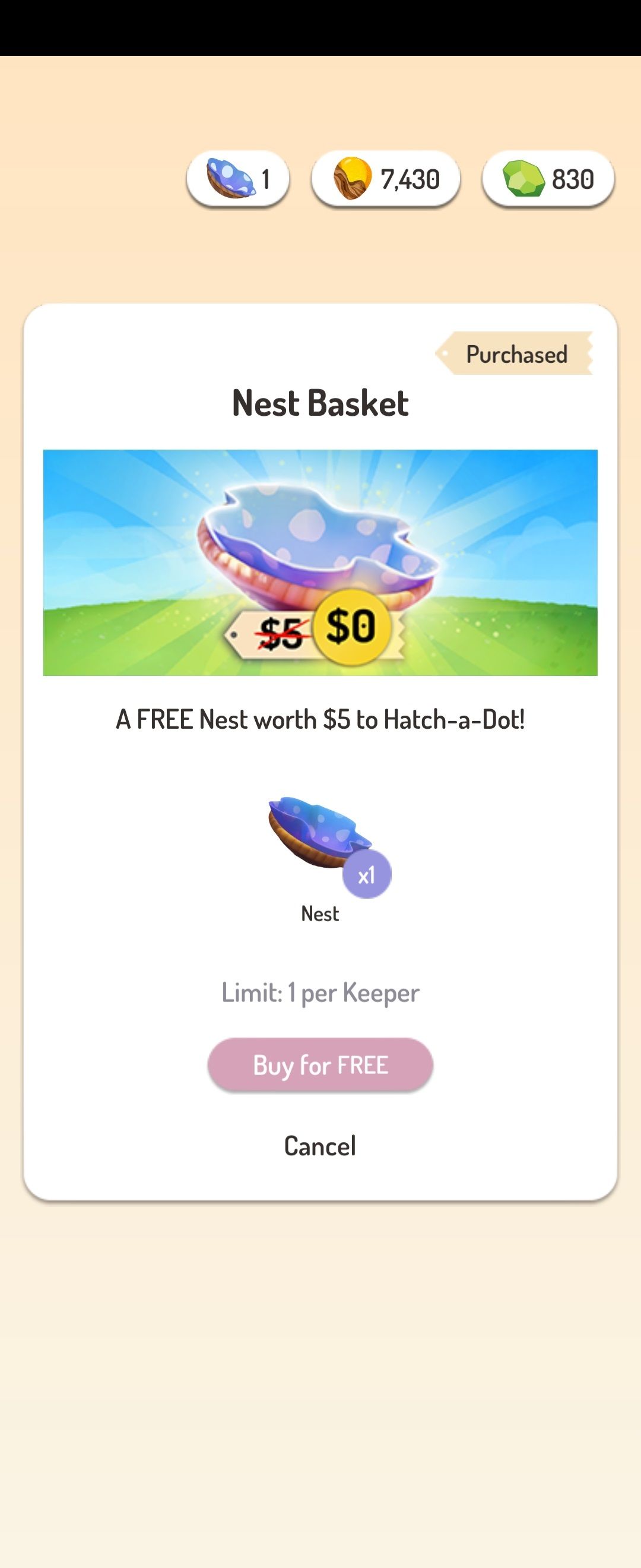 Free Nest Basket in the Peridot Store.