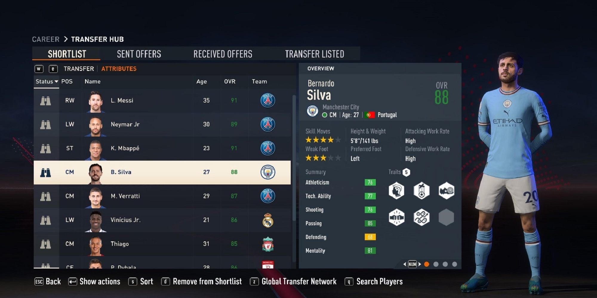 A screenshot of Bernardo Silva in FIFA 23