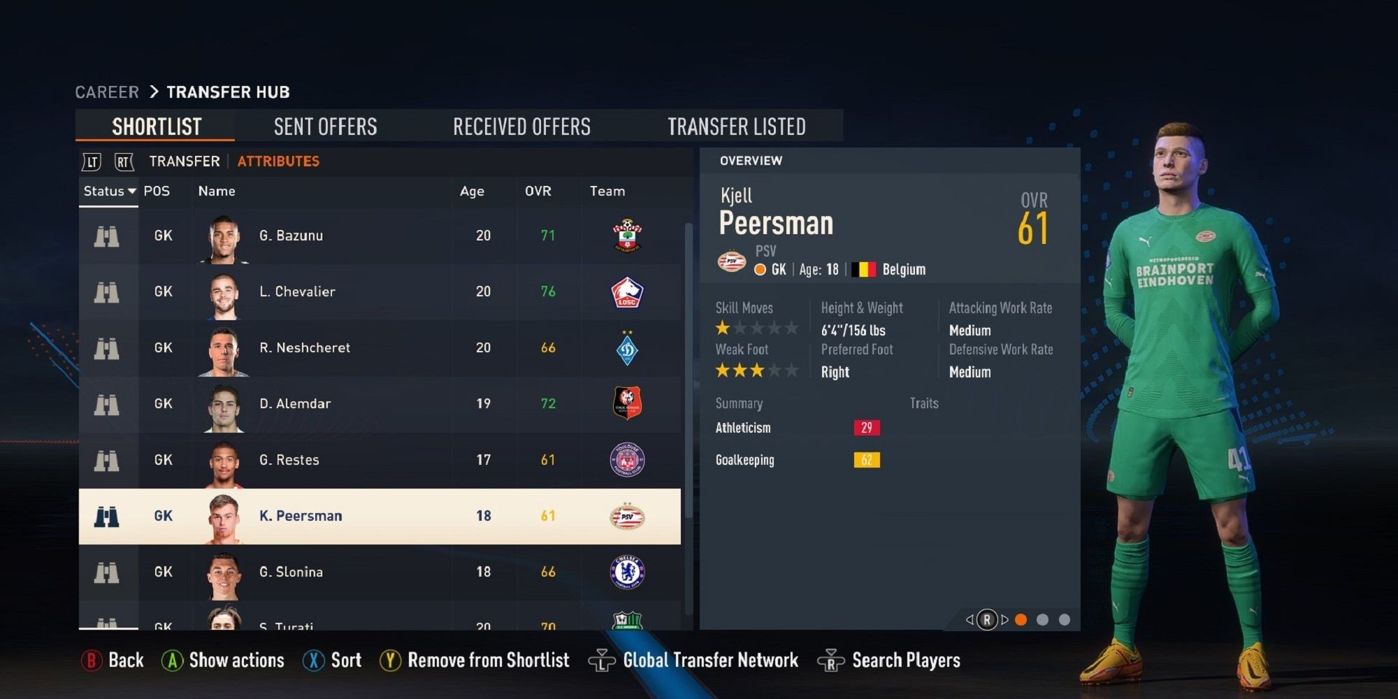 A screenshot of Kjell Peersman in FIFA 23