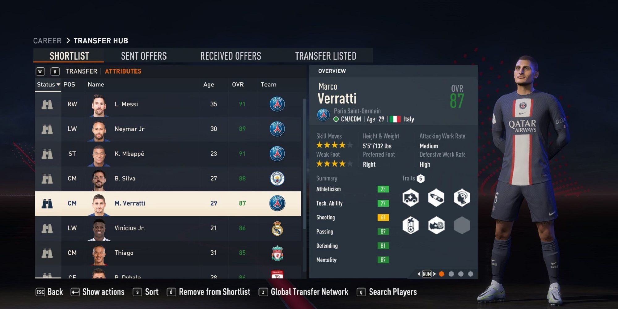 A screenshot of Marco Verratti in FIFA 23