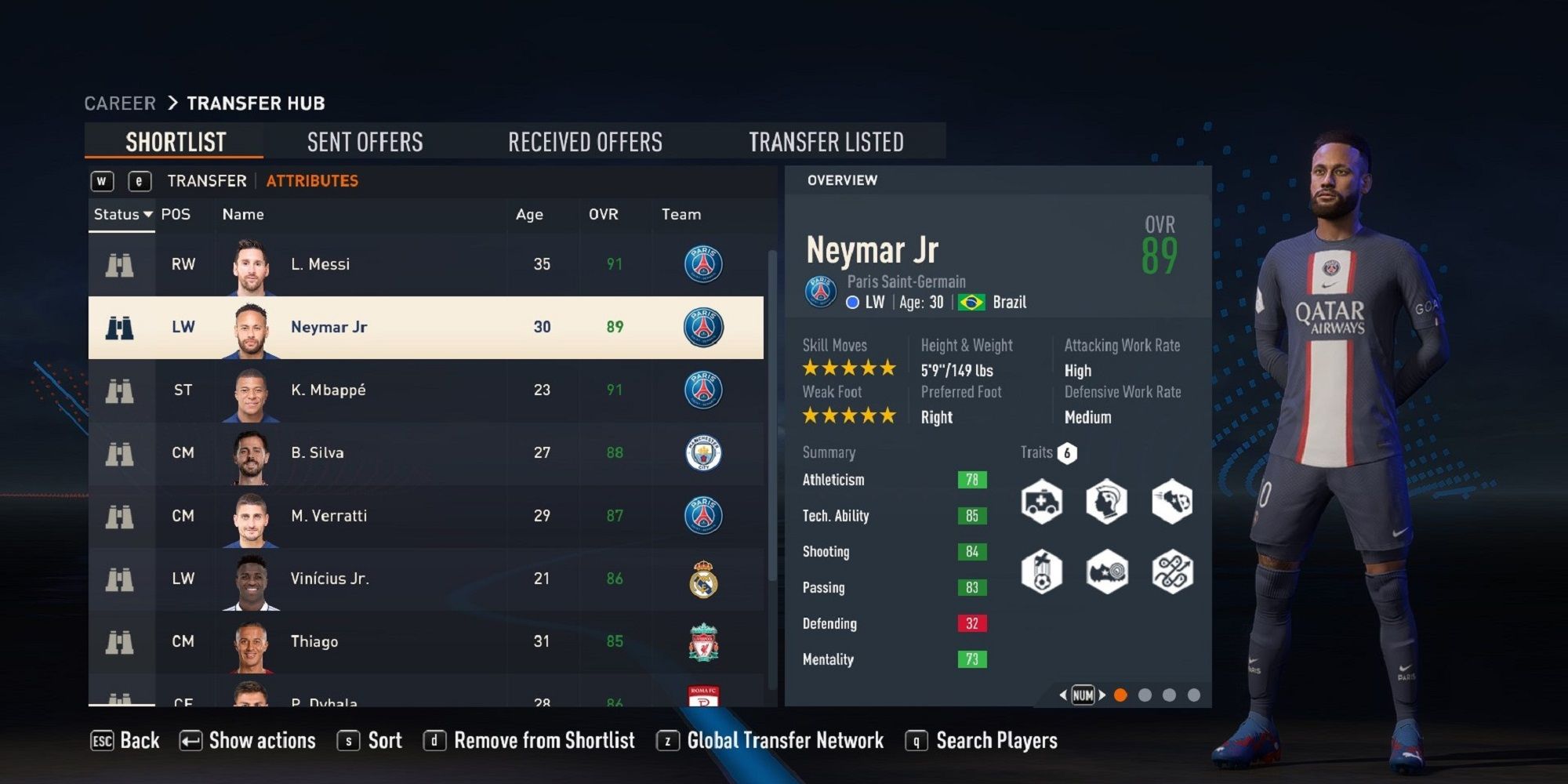 A screenshot of Neymar in FIFA 23