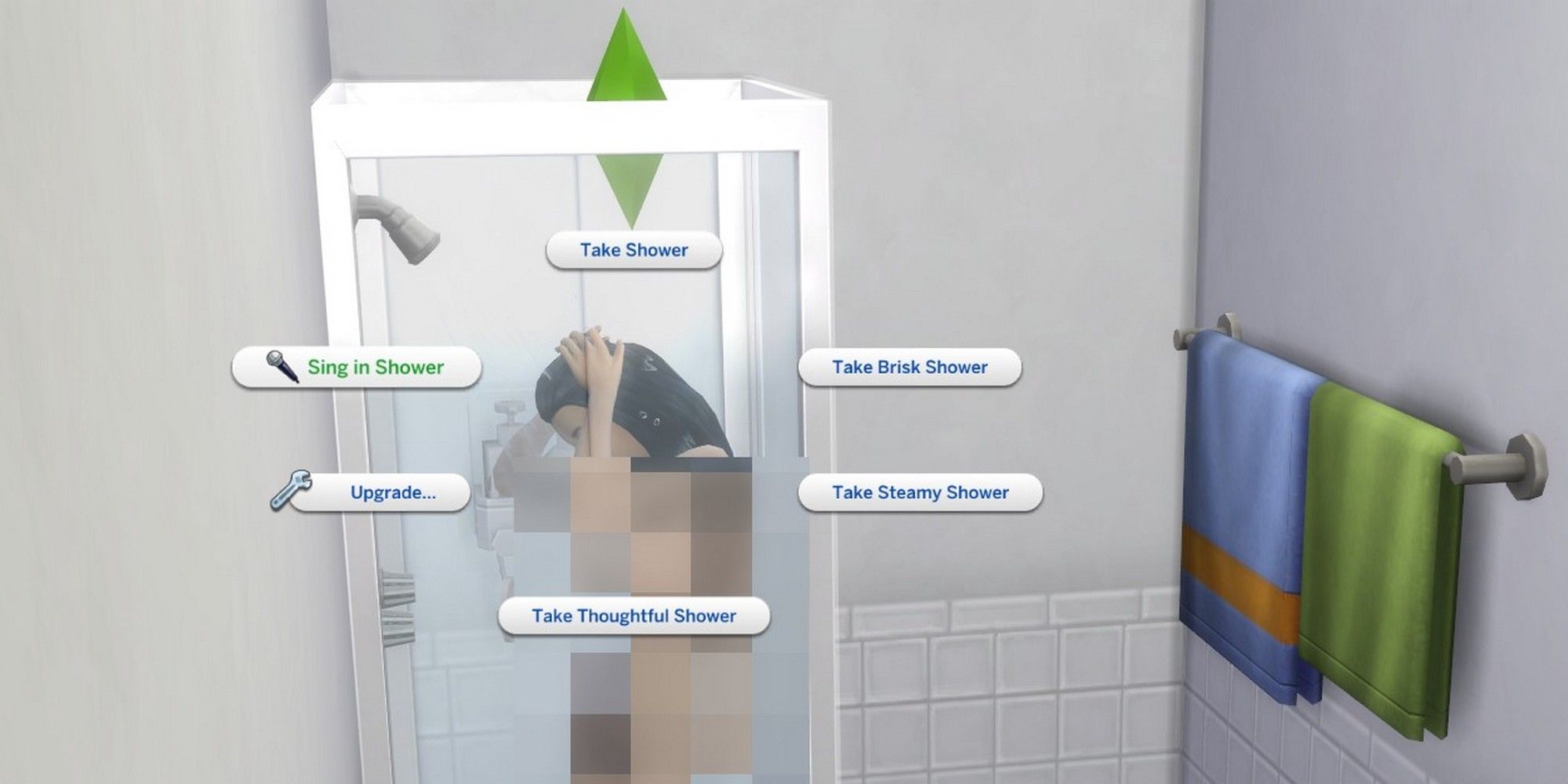 a sim taking a shower in the sims 4 with the option to sing in the shower to further the singing career the sims 4 ts4-1