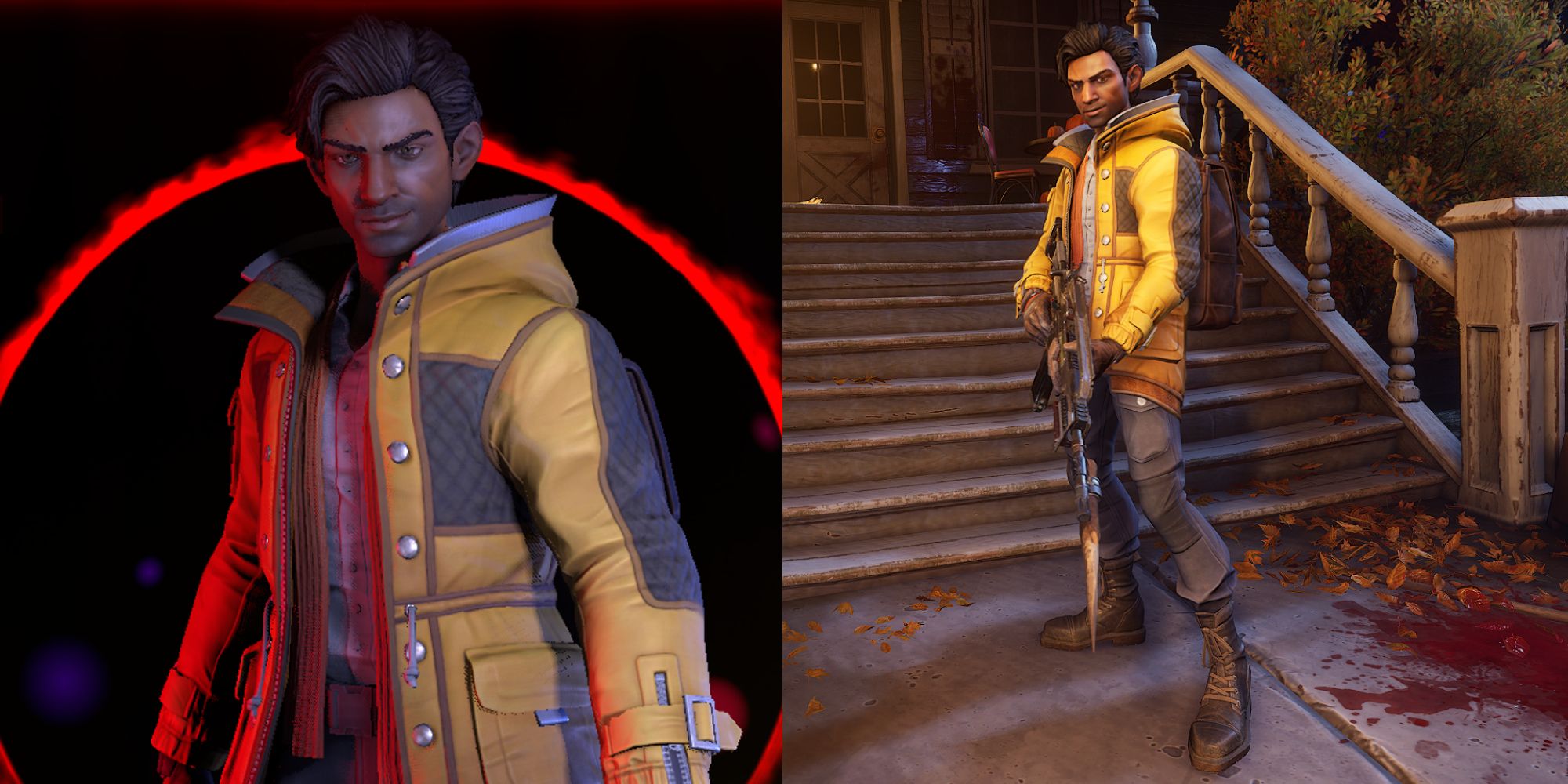 A Split Image Containing Screenshots Of Devinder From Redfall
