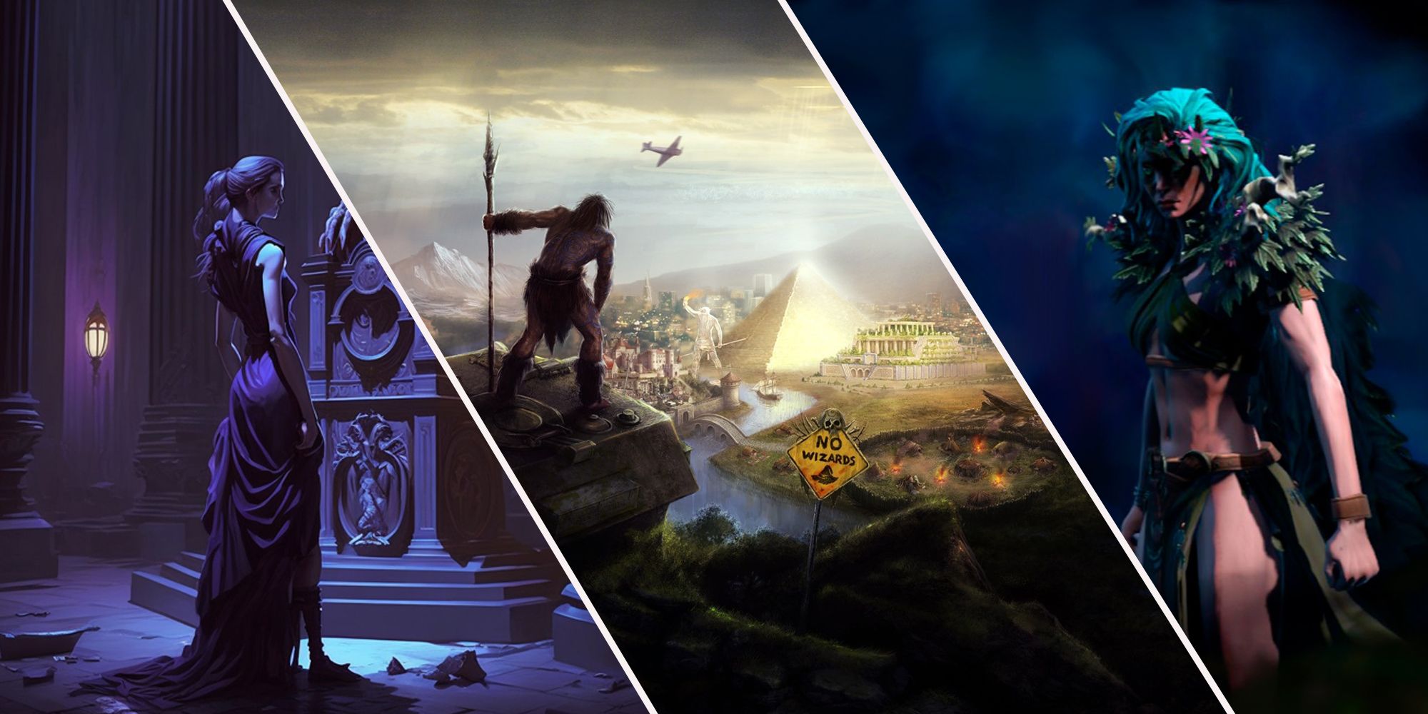 Age of Wonders 4 vs Civilization 6: Collage of Characters and Game Screenshot