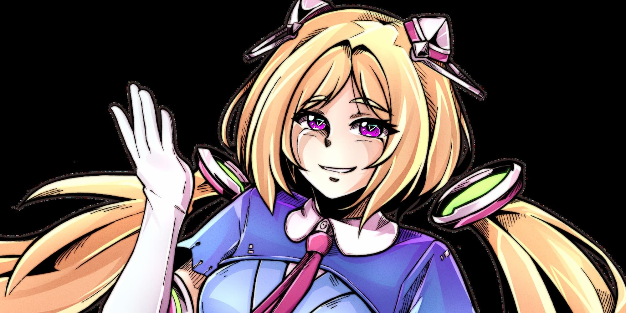 Aki Rosenthal smiling and raising a gloved hand in the Idol Showdown portrait.
