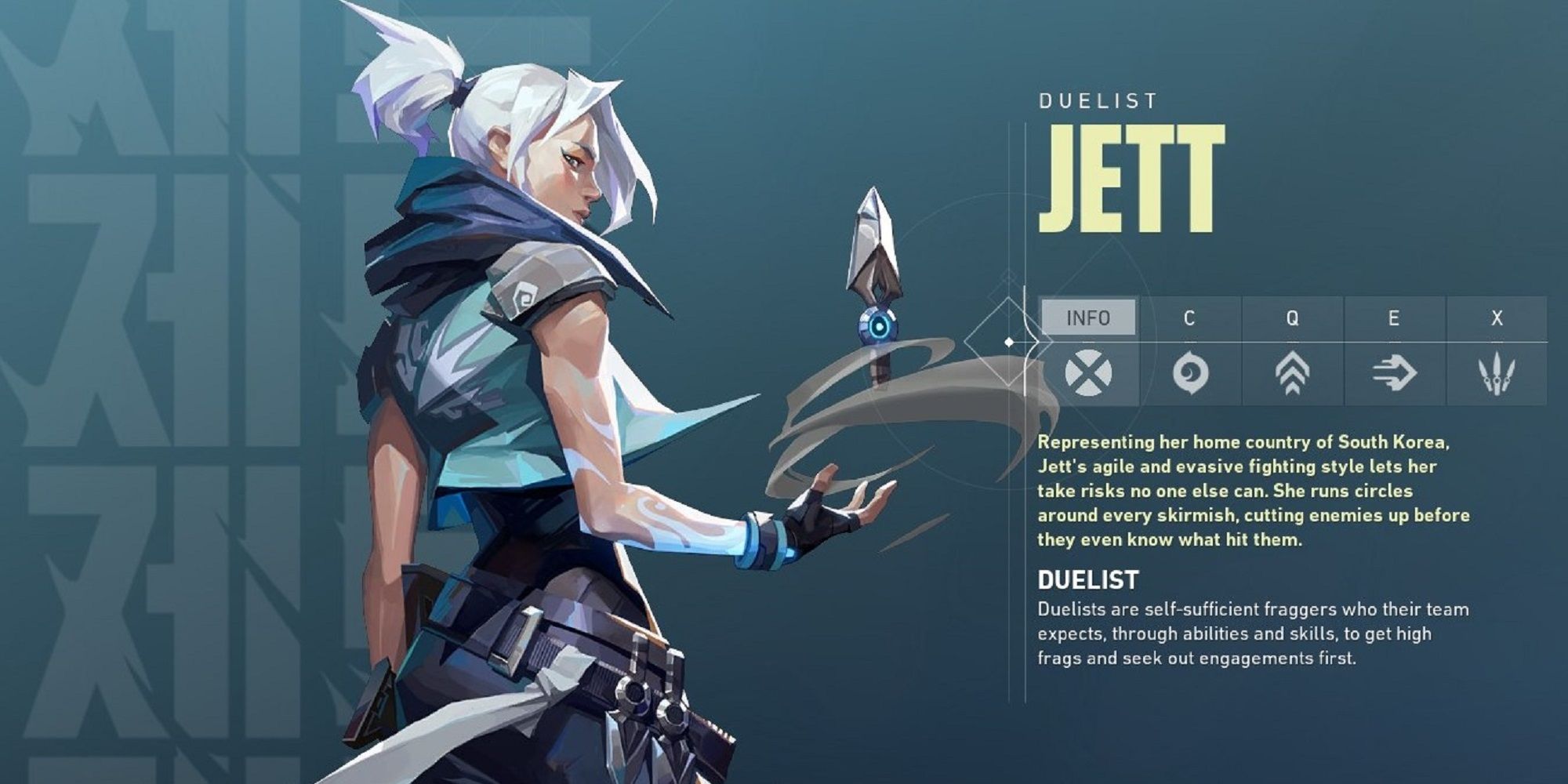 An image of Valorant's Jett agent menu.