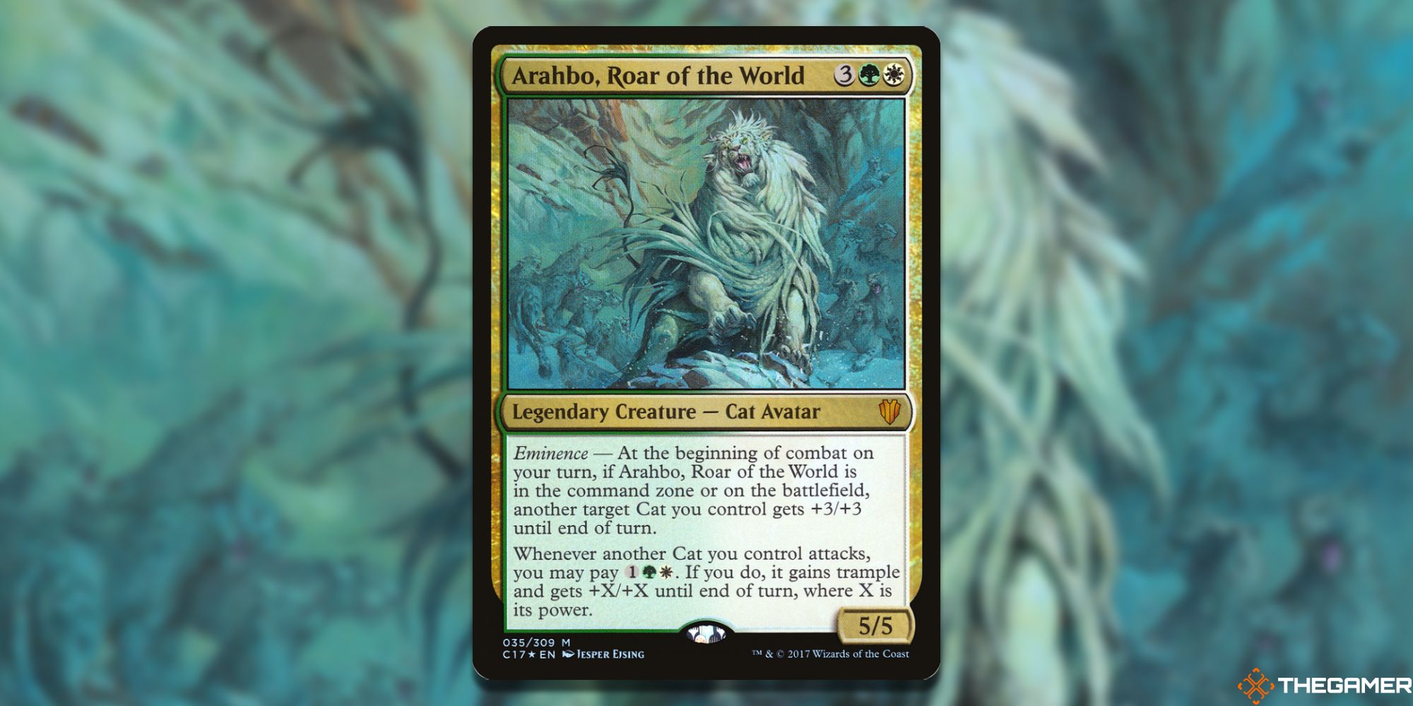 Image of the Arahbo, Roar of the World card in Magic: The Gathering, with art by Jesper Eising