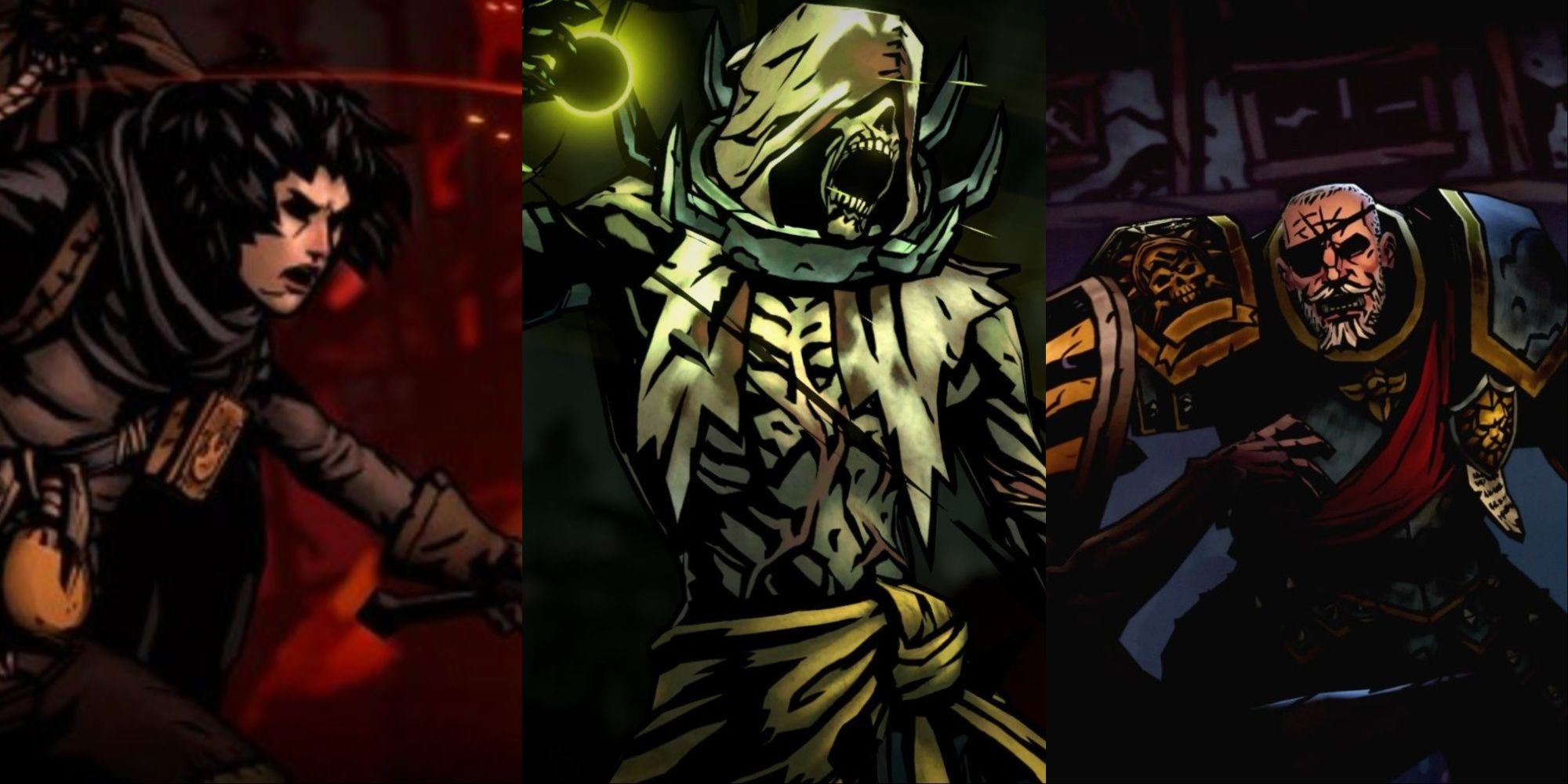 Art of the Runaway, Flagellant, and Man at Arms from Darkest Dungeon 2