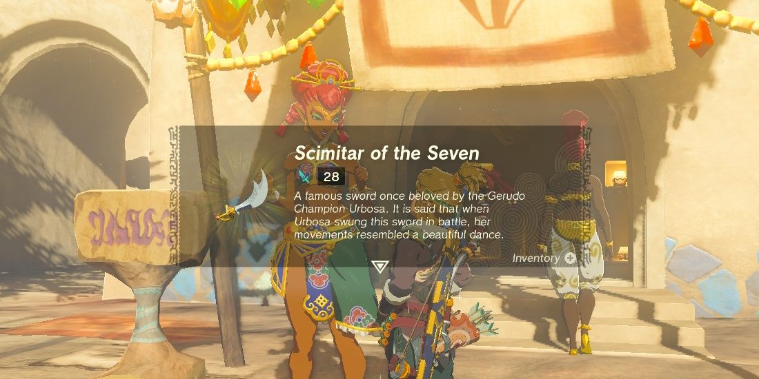 Link receives the Scimitar Of The Seven in The Legend of Zelda: Tears of the Kingdom.