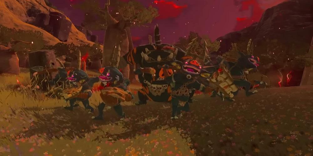 Boss Bokoblin surrounded by minions in Kingdom of Zelda's Tears