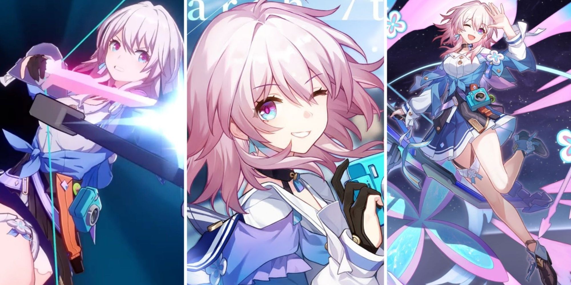 Collage image of March 7th doing different poses in Honkai: Star Rail