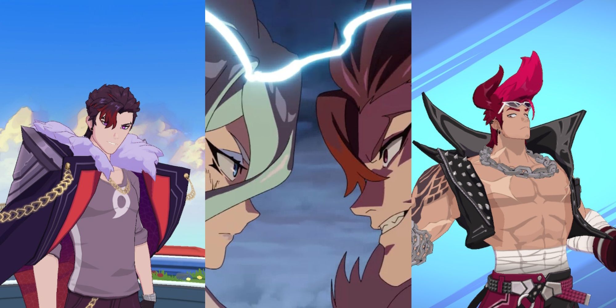 A collage of Kai, Estelle, and X in Omega Strikers.