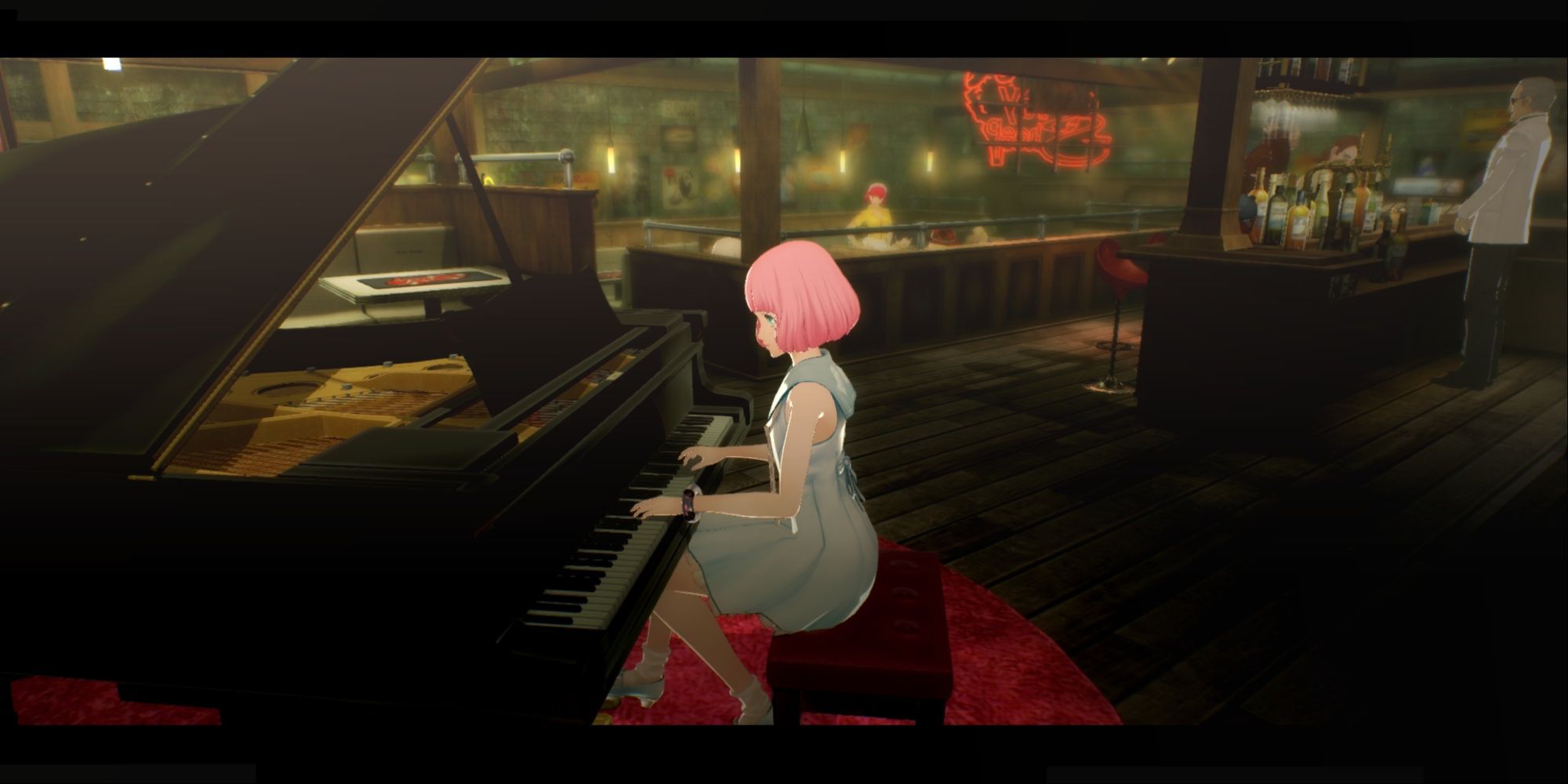 Catherine Rin playing the Piano at the Bar