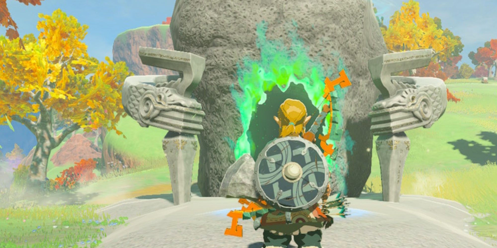 Link Walks Into Jochi-iu Shrine in Akkala in The Legend of Zelda: Tears of the Kingdom.
