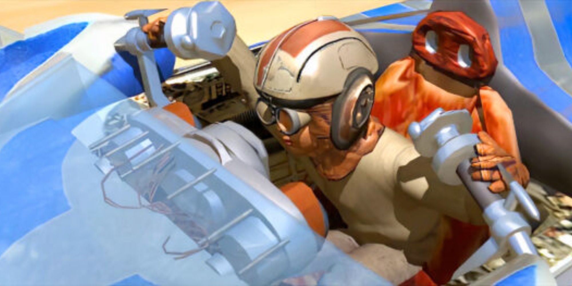anakin piloting a podracer in star wars racer