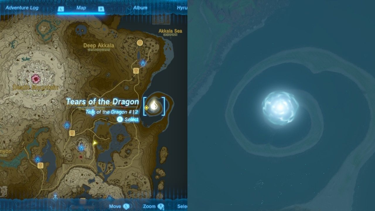 Secret Dragon Tear Appears In Akkala In Center Of Spiral And Map Location