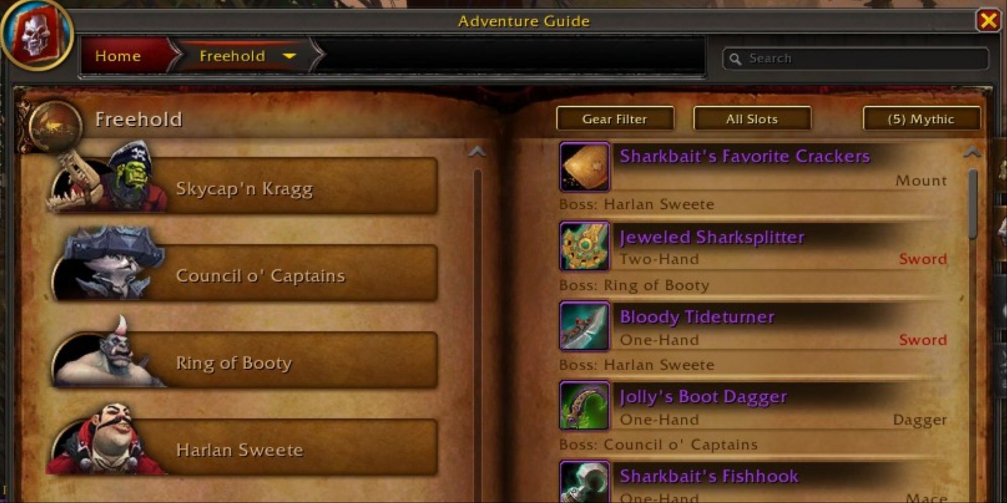 Freehold Loot In Adventure Guide In World Of Warcraft