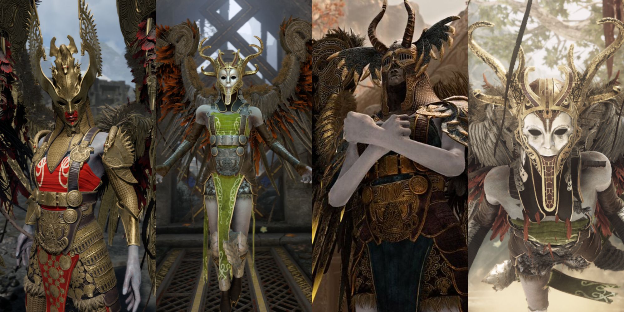 A collage showing four Valkyries of GoW 2018.