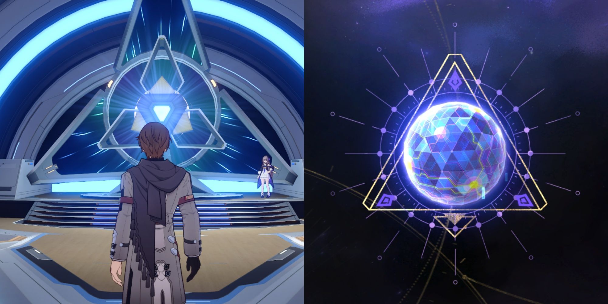 Collage image of Welt Yang in front of the Simulated Universe and the World 6 icon in Honkai: Star Rail.