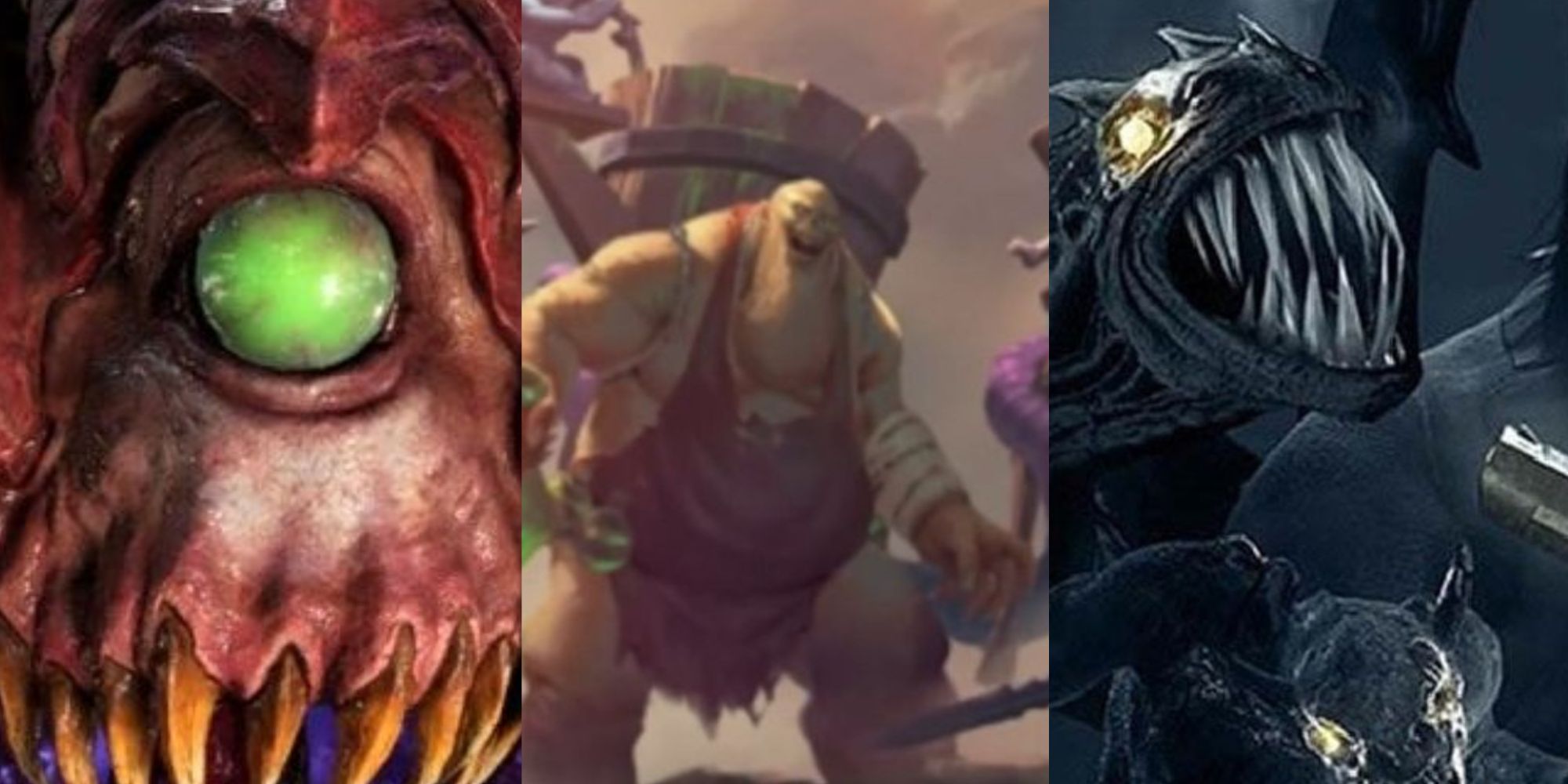 Collage image of demons in Total War Warhammer, The Darkness, and Doom.