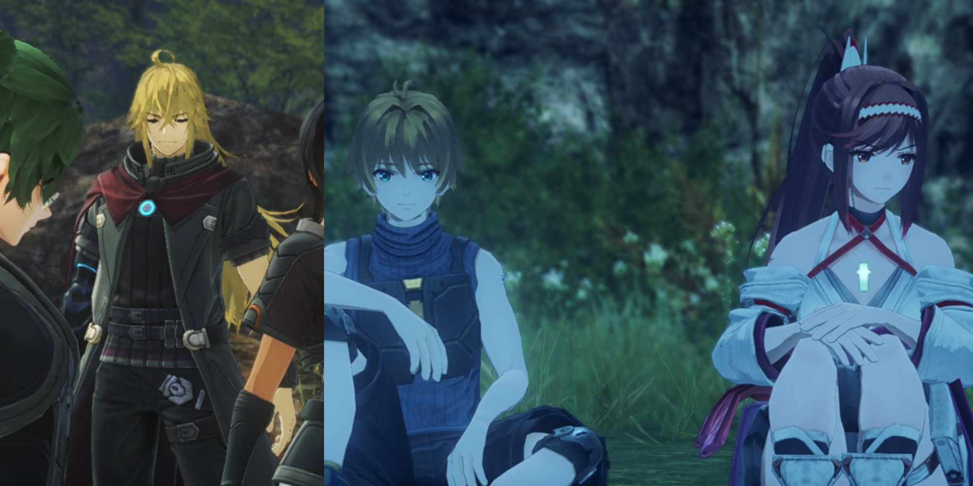 A collage of Linka, Shulkl, Panacea, Nikol, and Glimmer in Xenoblade Chronicles 3: Future Redeemed.