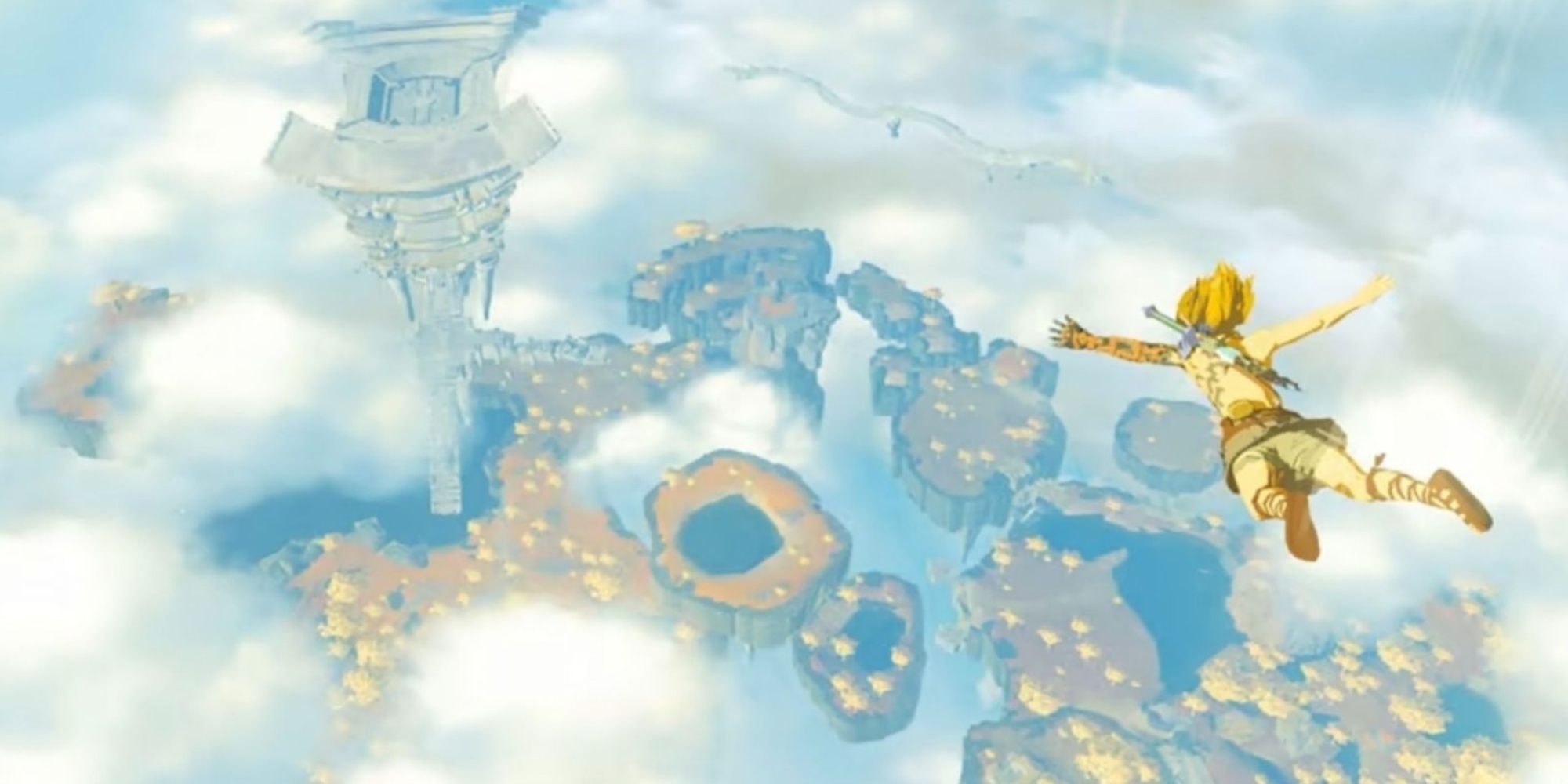 The Legend Of Zelda: Tears Of The Kingdom Link Plonge Vers Les Îles Célestes