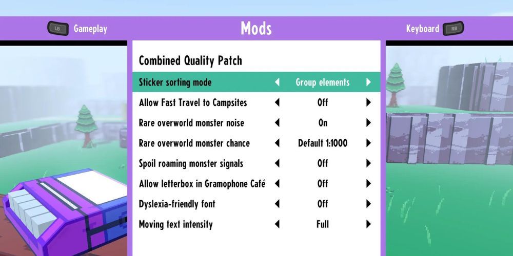 combined quality correction modified menu with settings in cassette beasts