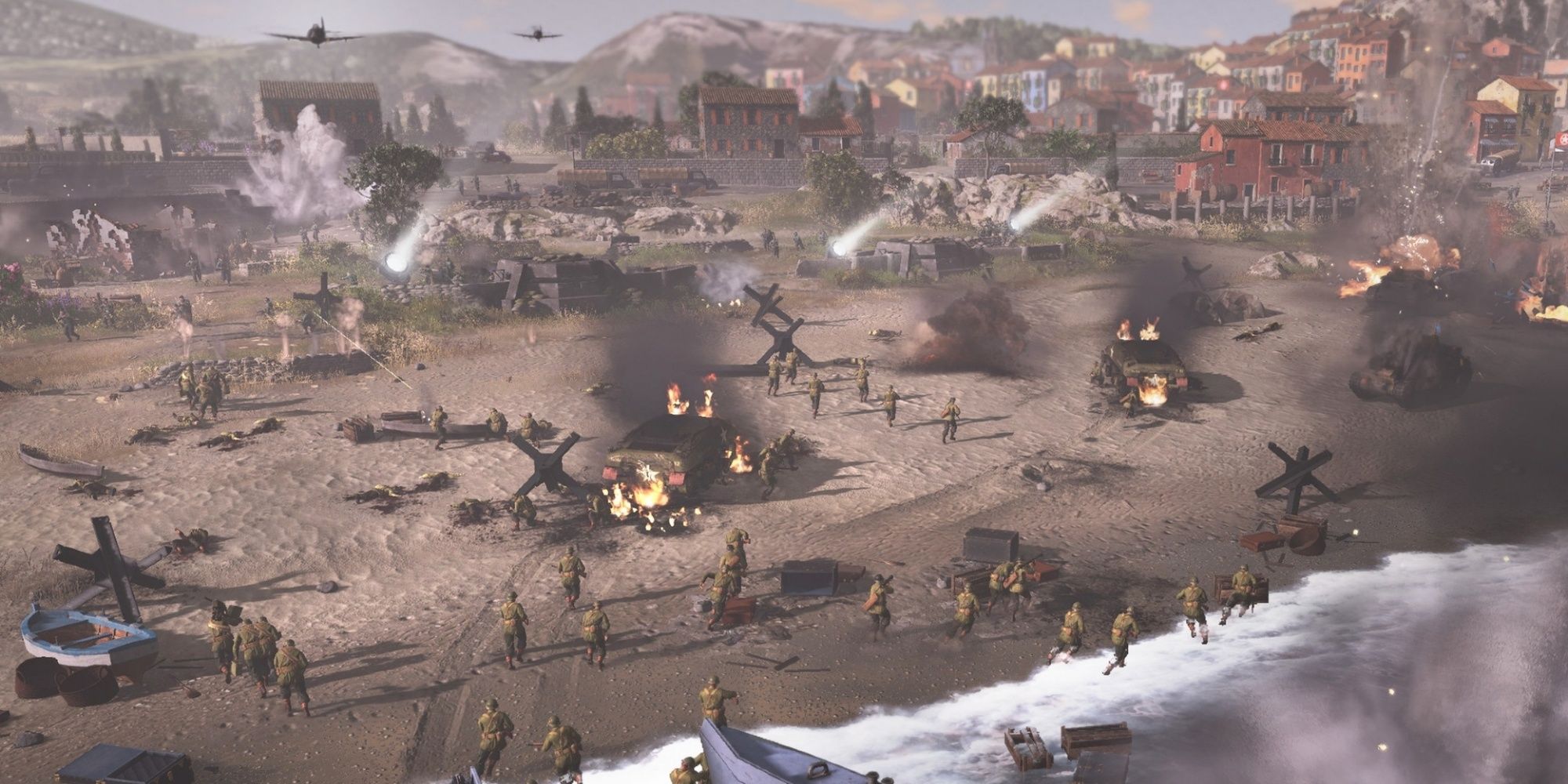 Company Of Heroes 3: Allied Soldiers Assaulting A Mediterranean Beach