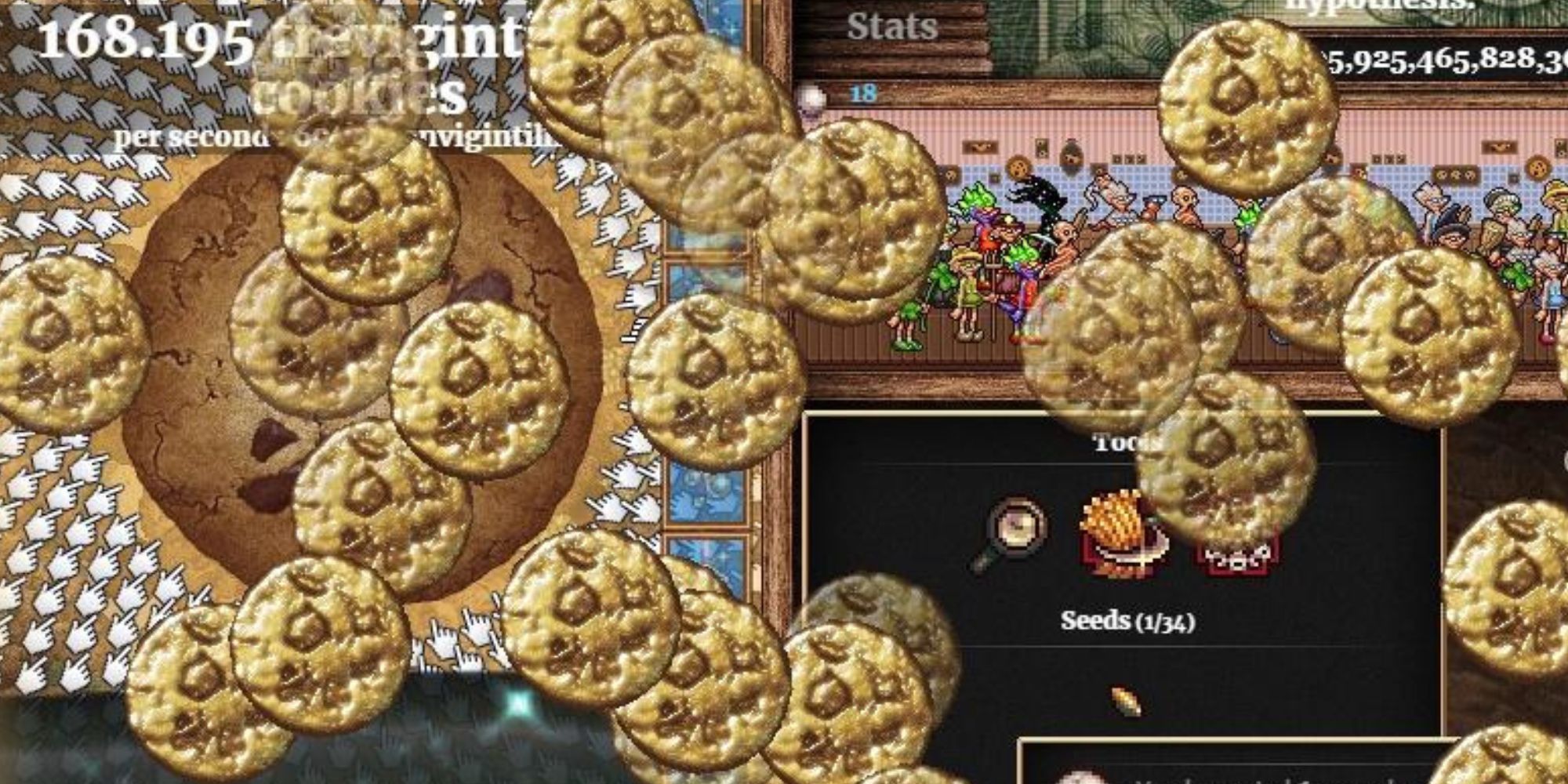 A lot of golden cookies will fall on the screen.