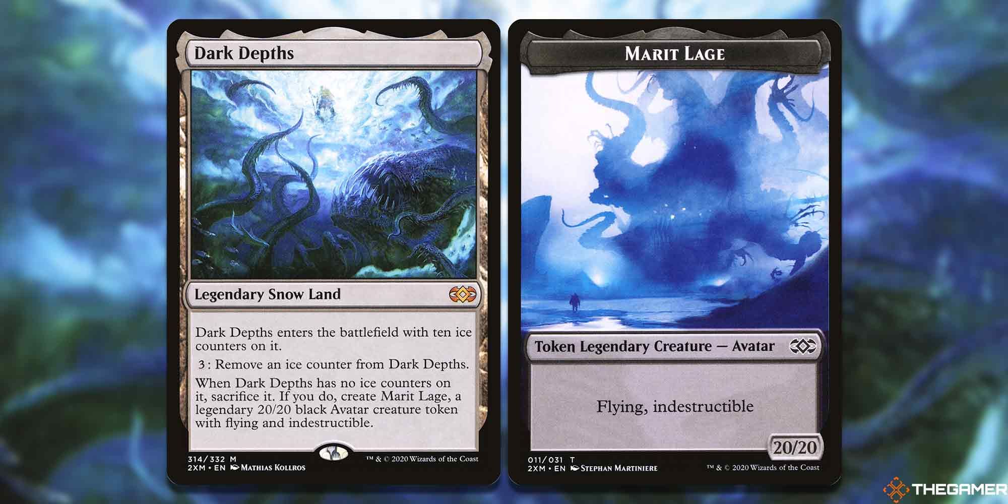 dark deeps and marit lage token cards from mtg