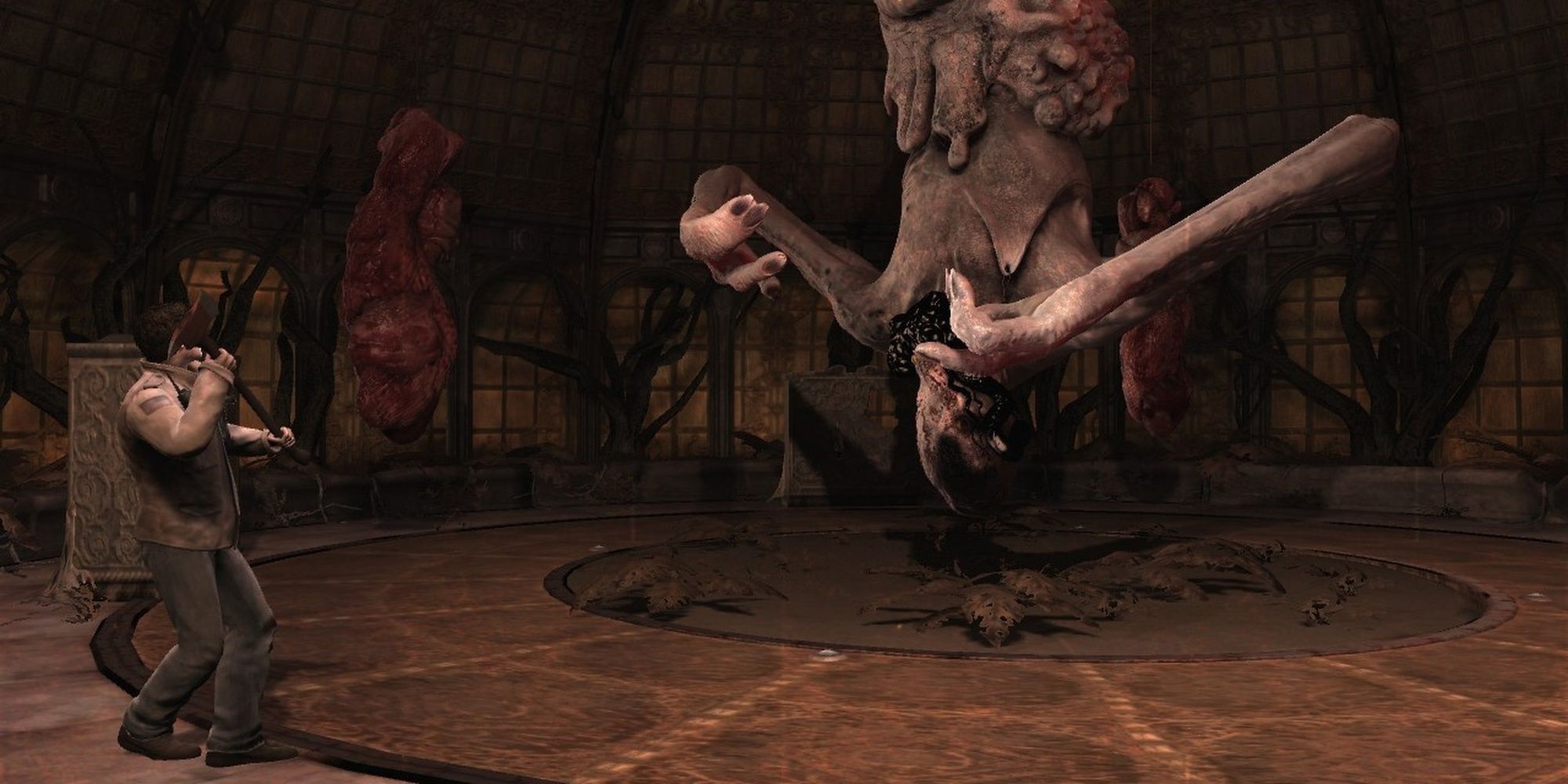 Silent Hill Homecoming: Alex Fighting Against A Monster Representation Of A Family Member