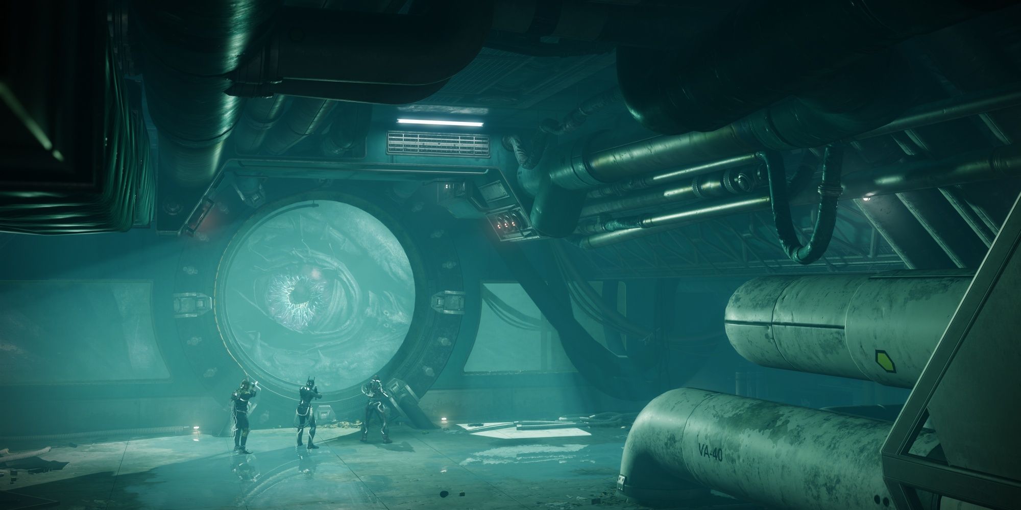 Destiny 2 Titan Guardians standing next to sea creatures