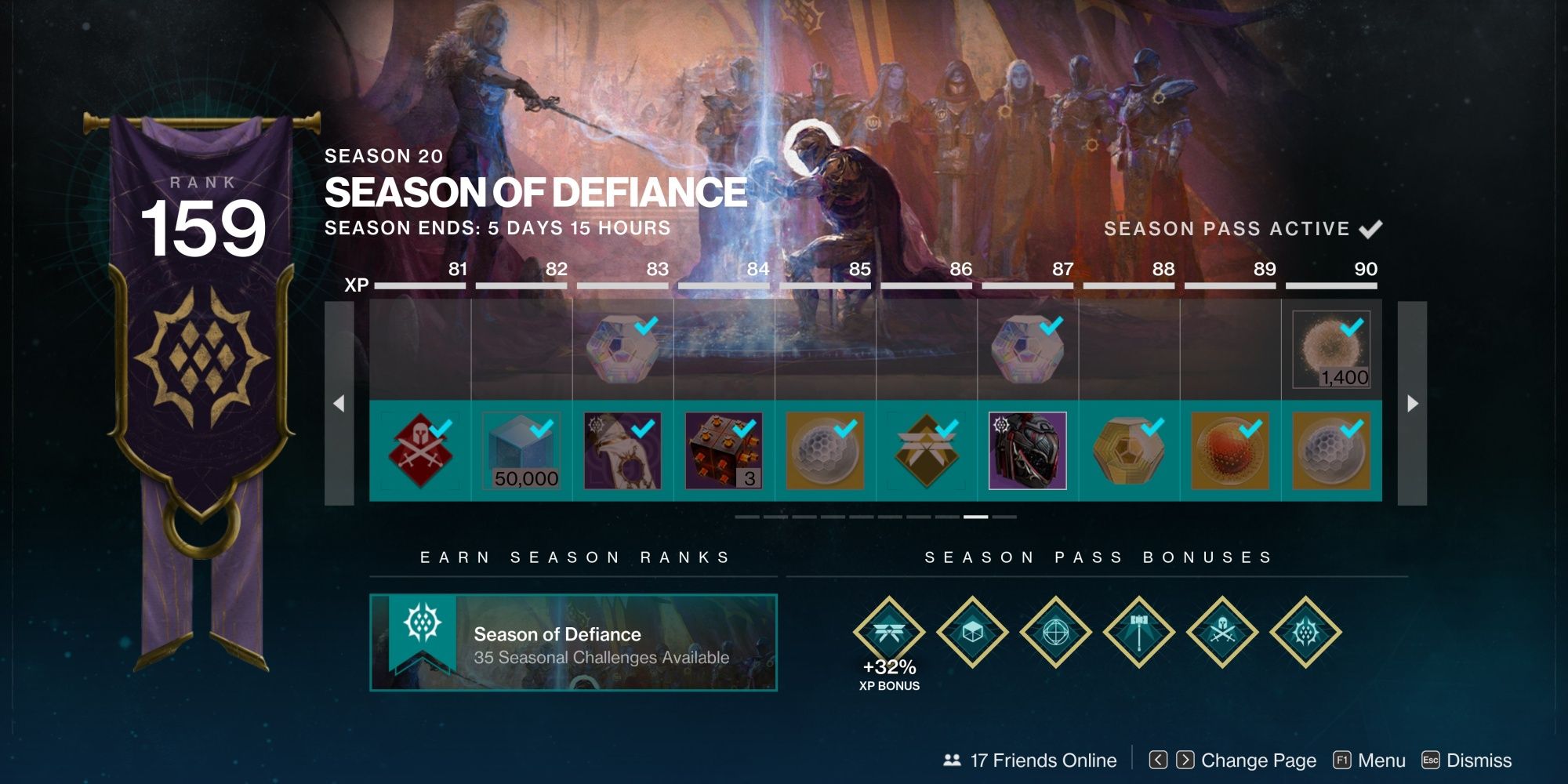 Destiny 2 Season of Defiance Season Pass Rewards