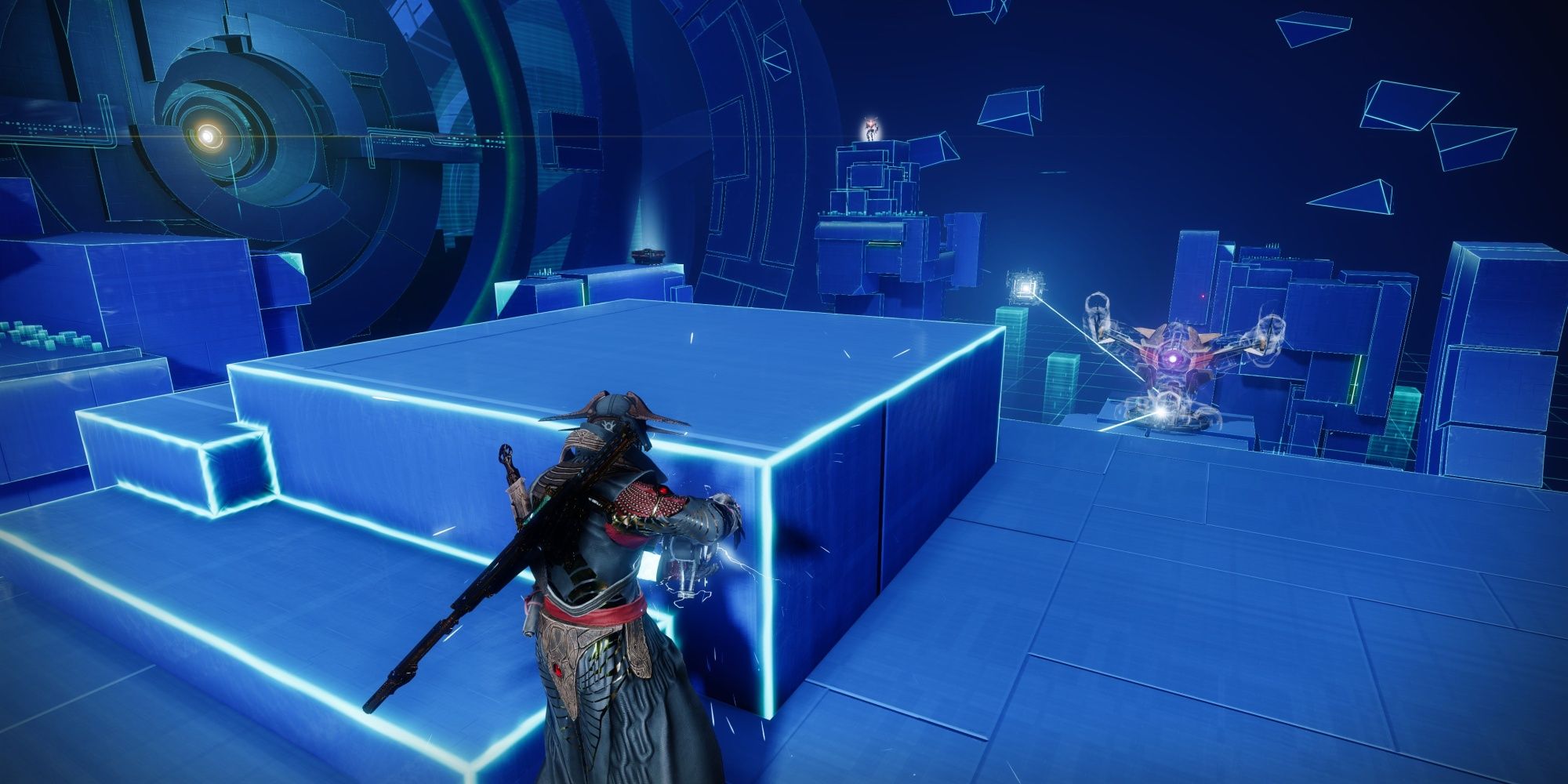Destiny 2 Thrilladome Boss Arena Taking Cover From Cyclops