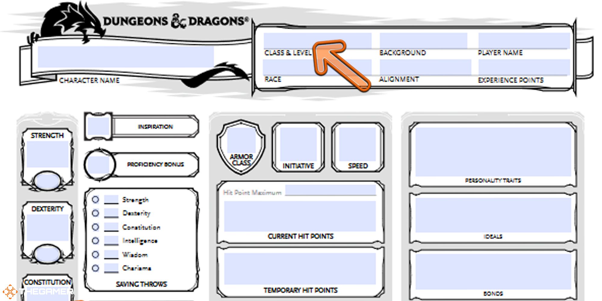Dungeons and Dragons - character sheet, class