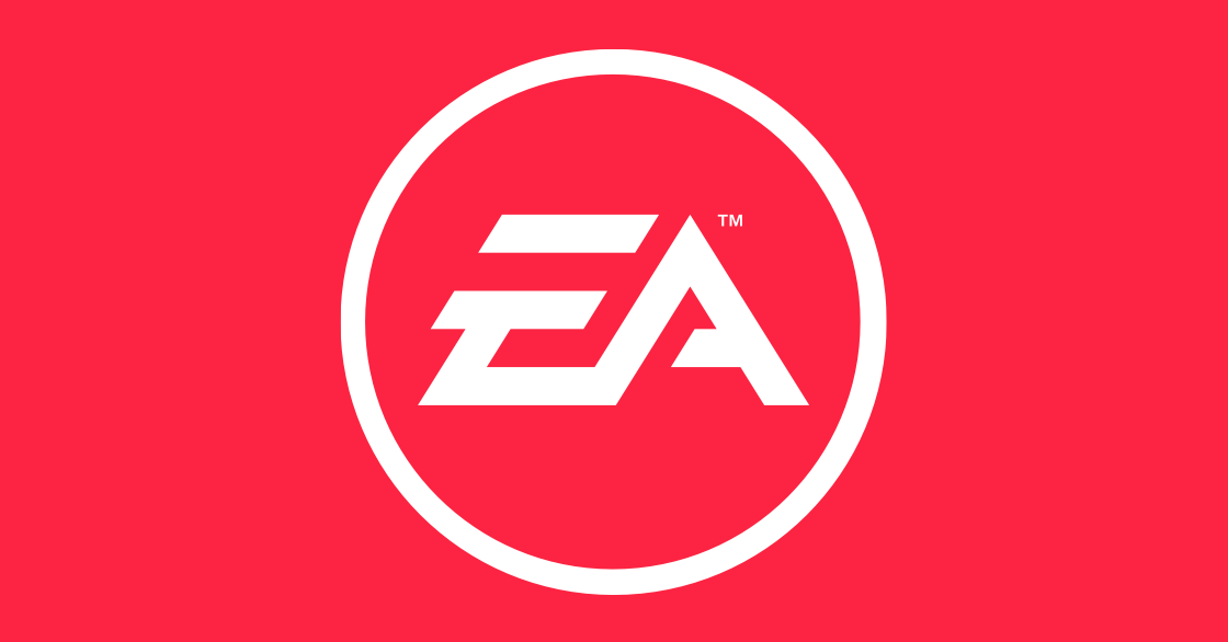 EA logo on rose red background