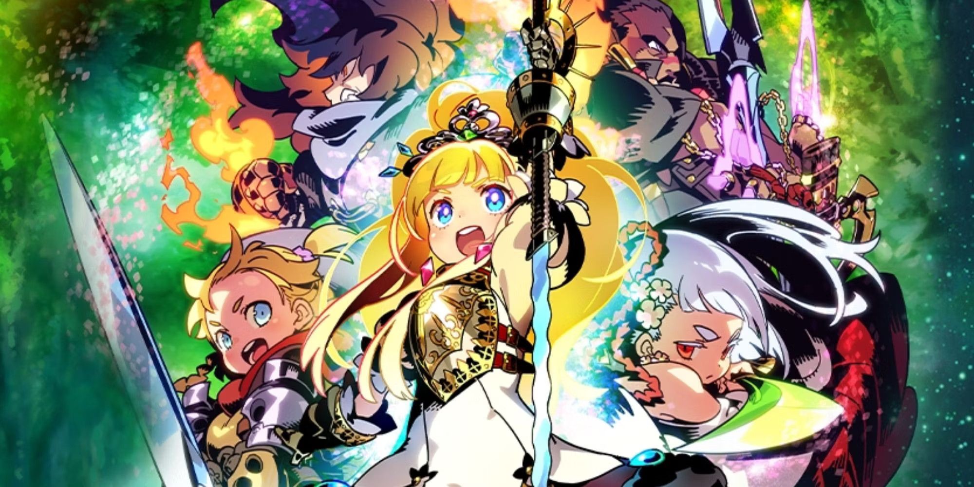Etrian Odyssey characters grouped up together