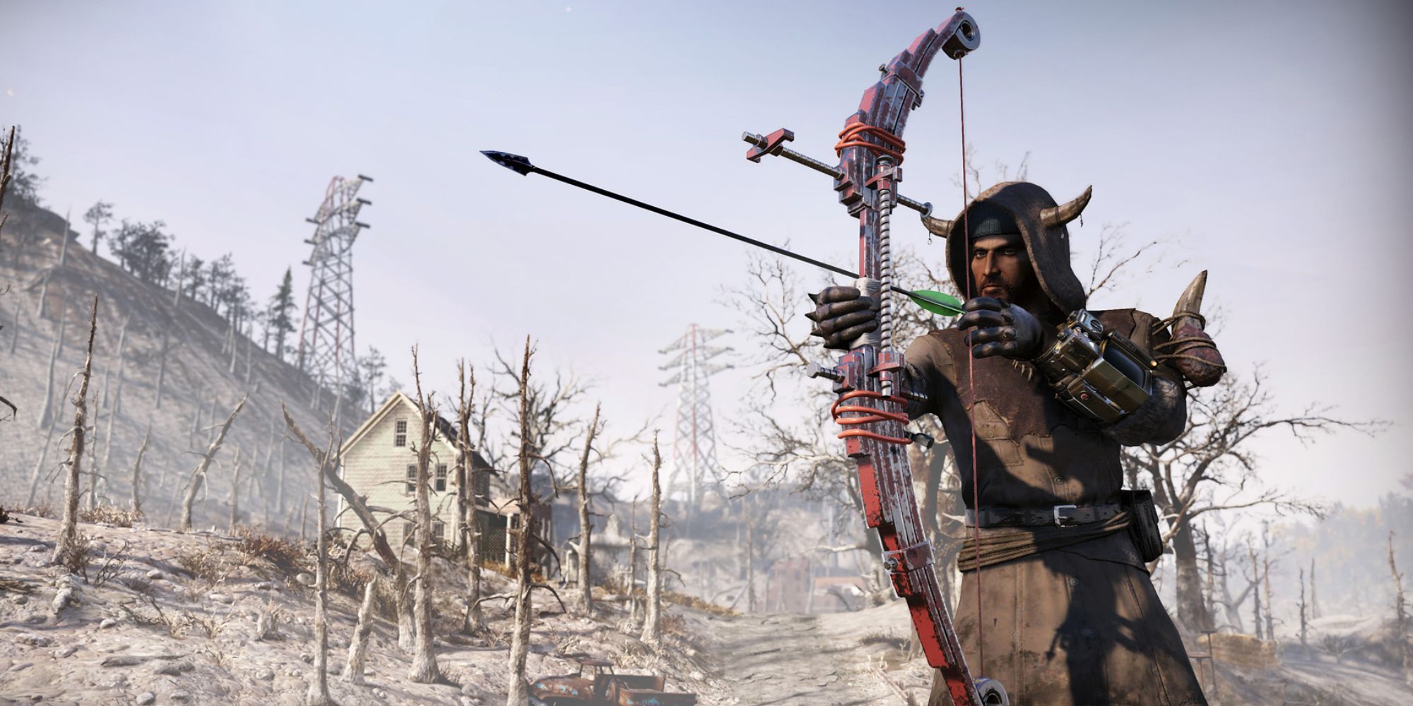 fallout 76 player wielding compound bow