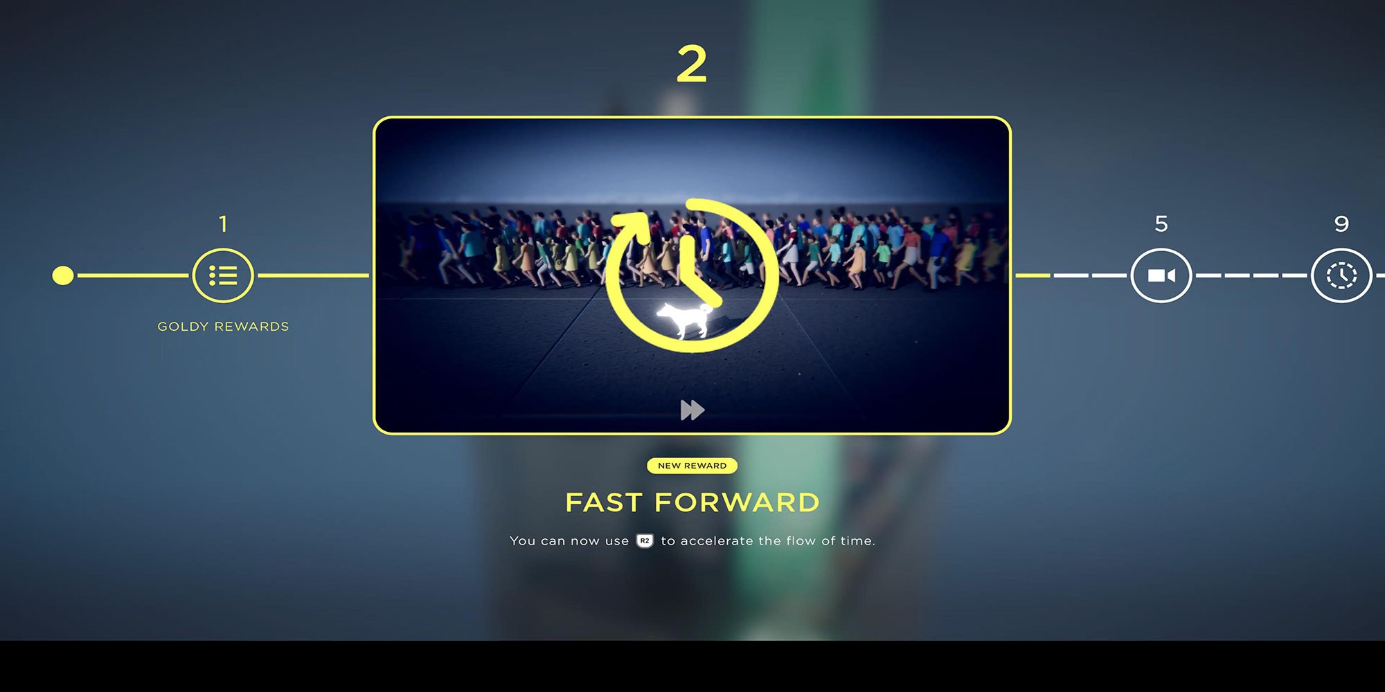 After earning two Goldys, you'll earn the ability to Fast Forward time in Humanity.
