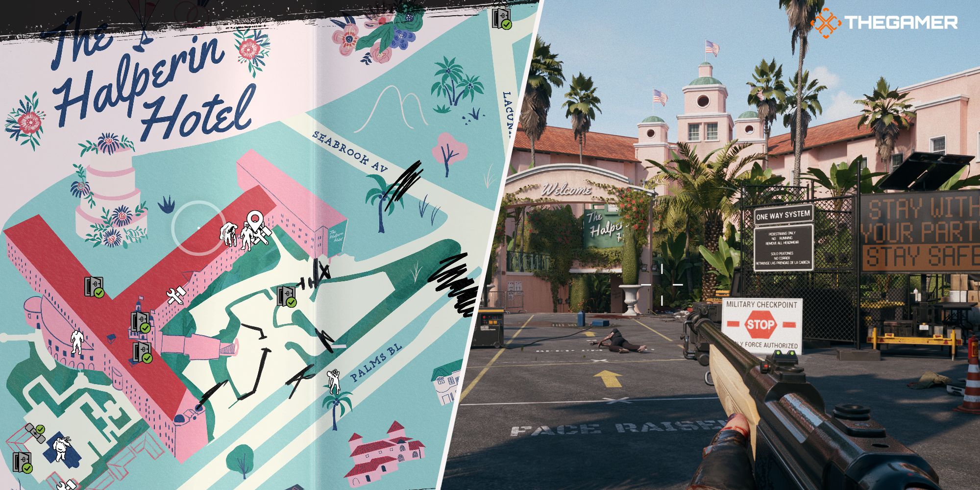 The Halperin Hotel map and entrance in Dead Island 2