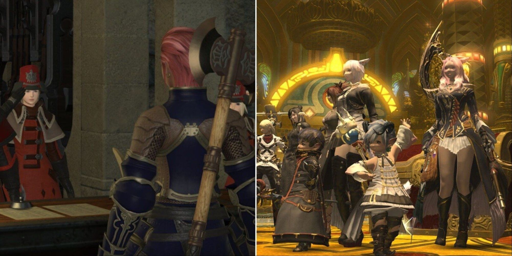 Final Fantasy 14 - Starting a new free company, and a group of characters from the same company