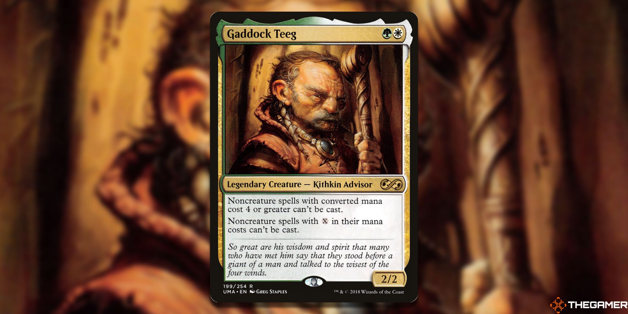  Image of the Gaddock Teeg card in Magic: The Gathering, with art by Greg Staples
