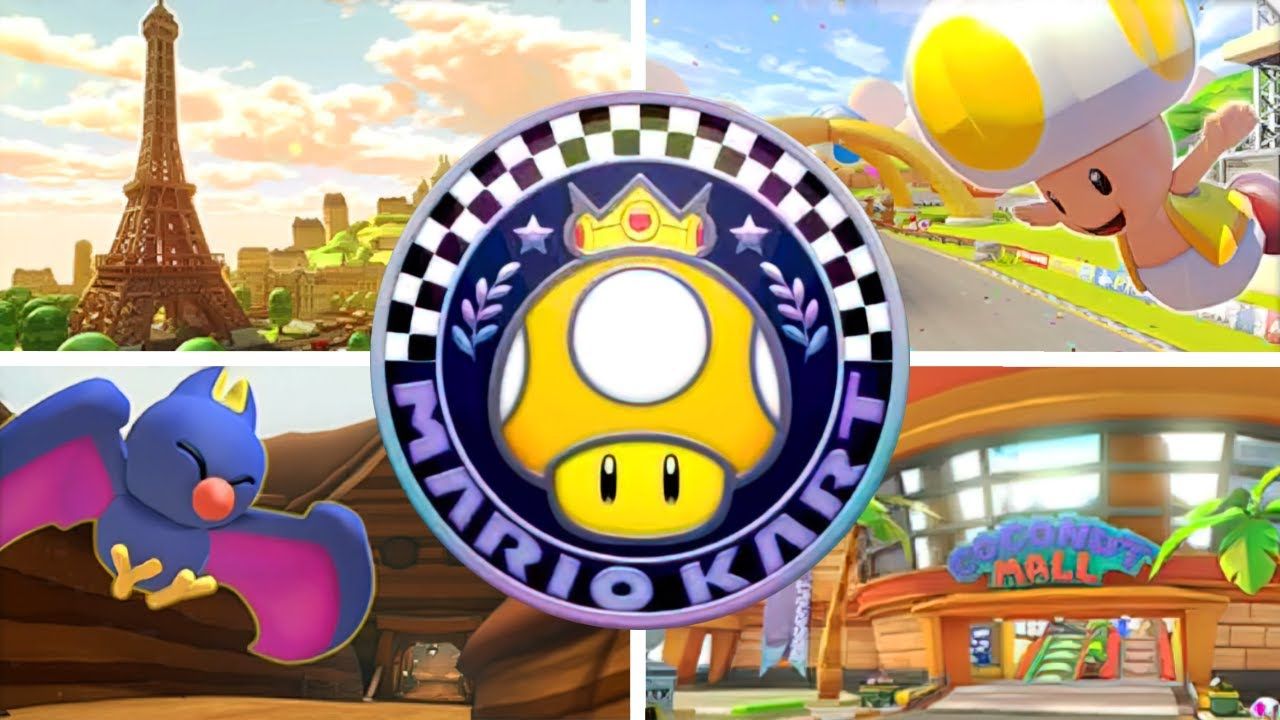 Mario Kart 8 Deluxe.  Courses Golden Dash Cup Avec Logo Au Milieu