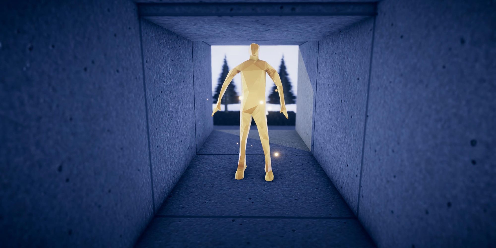 A Goldy stands inside a tunnel at the intersection of the Crossroads trial of Humanity.