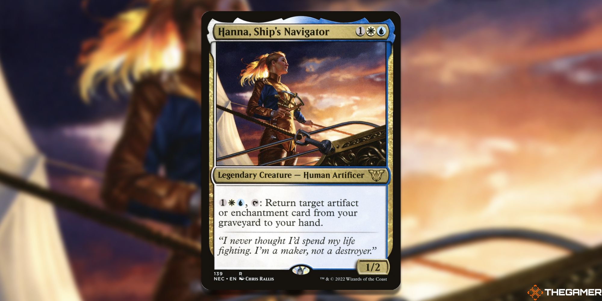 Image of the Hanna, Ship's Navigator card in Magic: The Gathering, with art by Chris Rallis