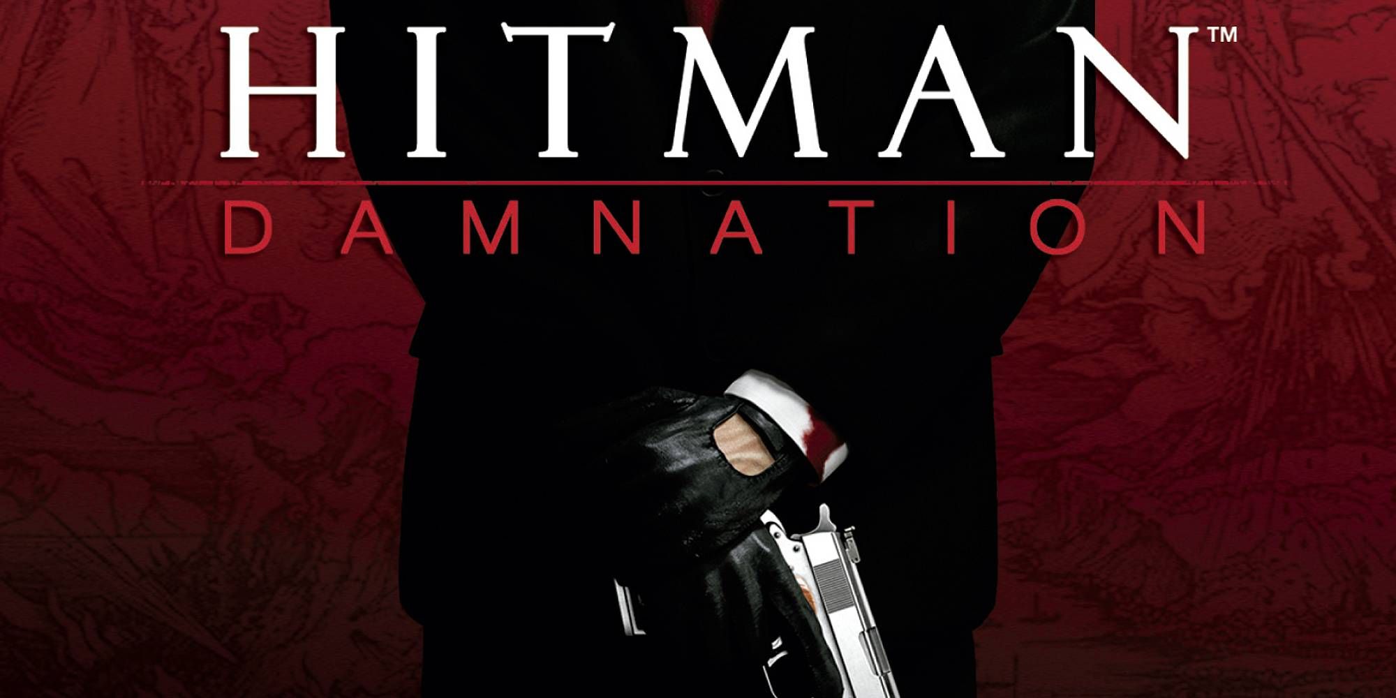 A suited figure holds a weapon for the book cover of Hitman Damnation