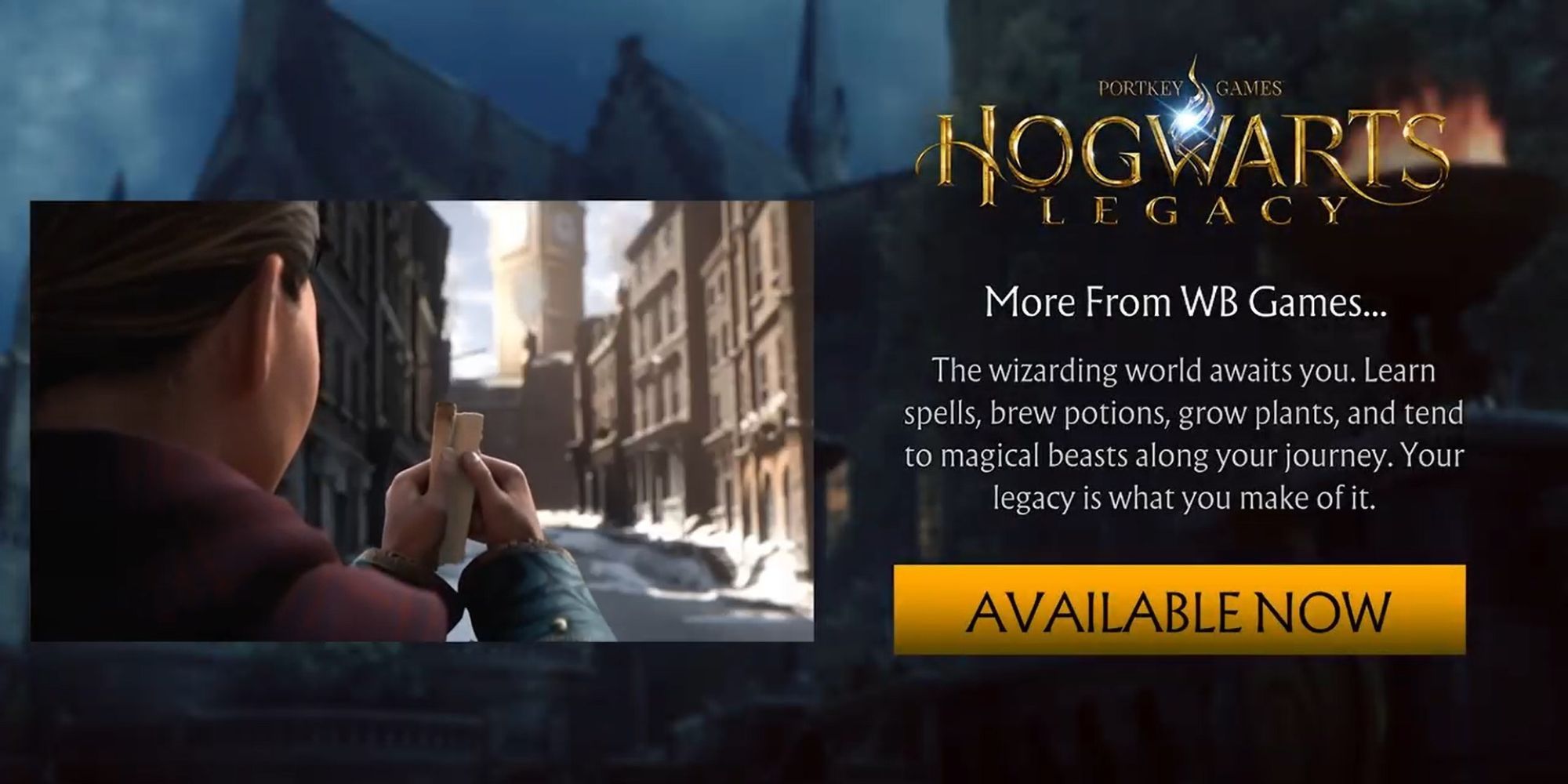 A pop up ad for Hogwarts Legacy in Mortal Kombat 11