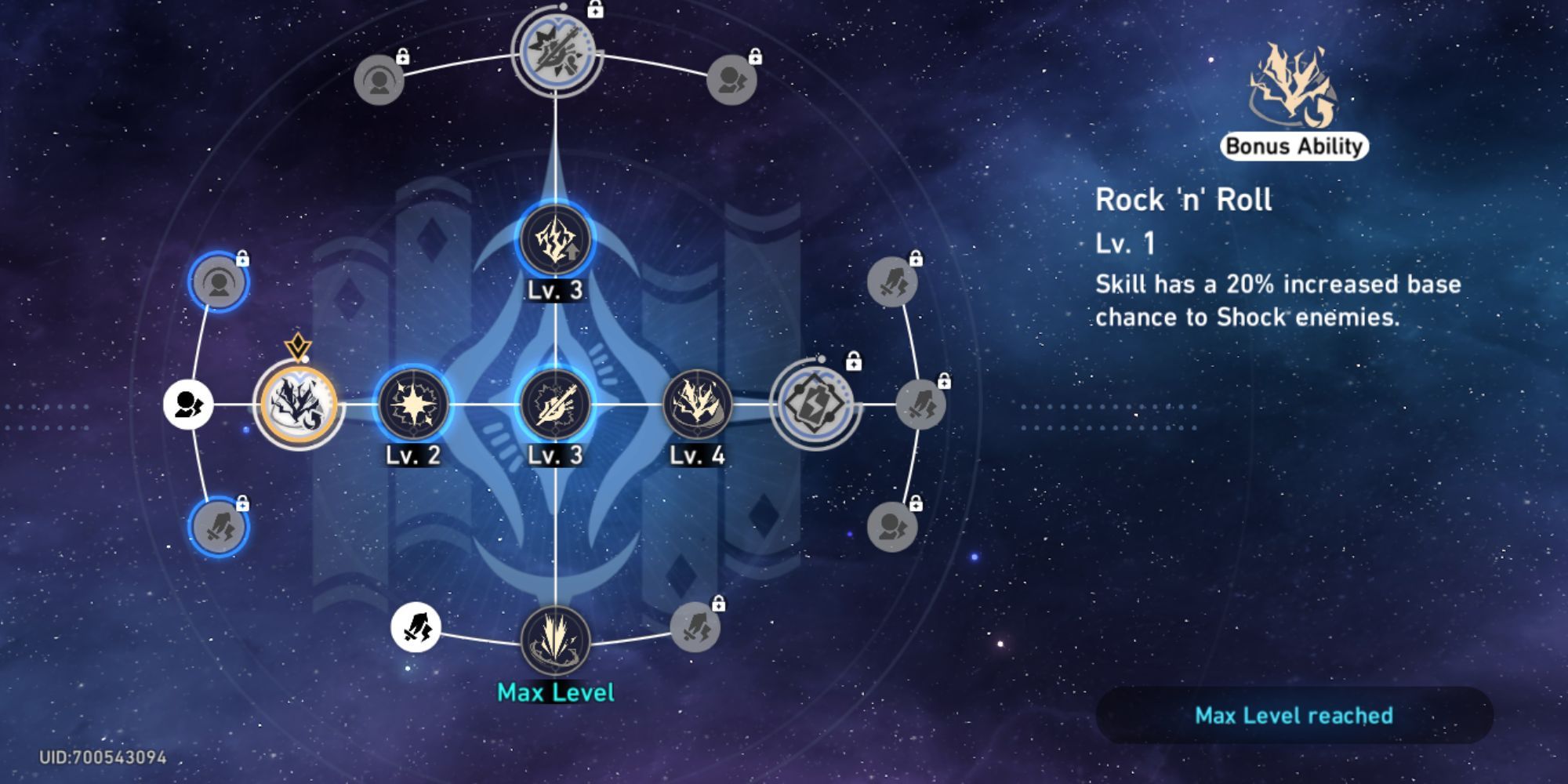 Honkai: Star Rail - Serval's Traces in the character menu, showing her bonus ability