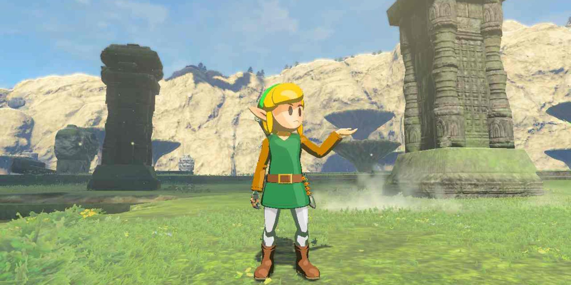 The Legend of Zelda: Tears of the Kingdom - Link poses wearing the Awakening Set