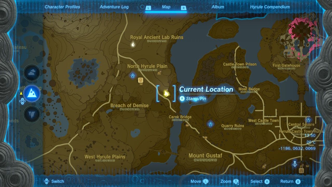 The Legend of Zelda: Kingdom of Tears - Location of the map showing the location of the Climber's Gear Chest
